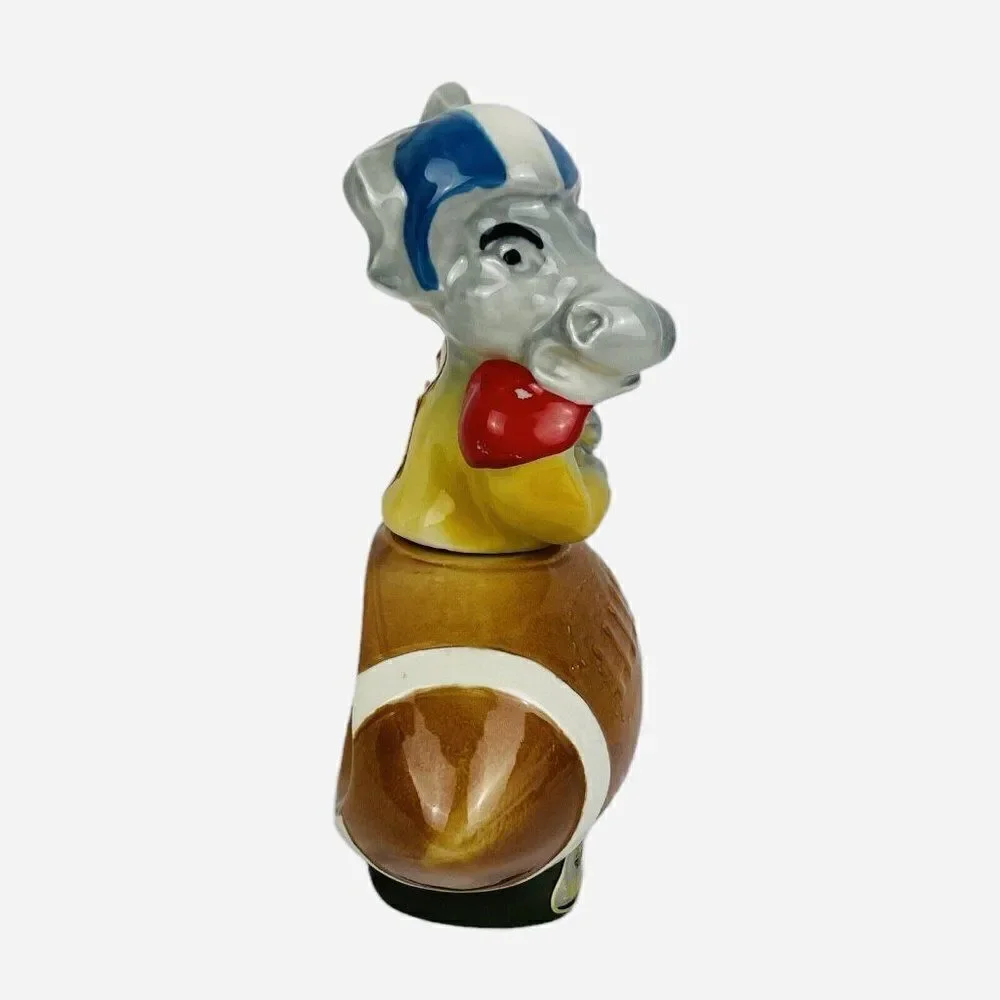 Vintage 1970s Jim Beam Democrat Donkey Football Ceramic Decanter Political Empty